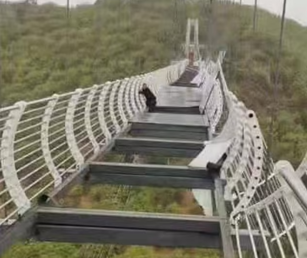 Era e fortë shkatërroi dyshemenë prej xhami, turisti mbetet i varur në 330 metra lartësi (VIDEO)
