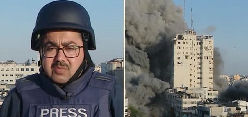 Bombardimet shembin pallatet në Gaza gjatë raportimit të drejtpërdrejtë të BBC (Video)