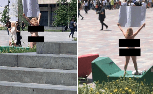 Marshimi ‘Mos ma vrit fëmijërinë’/ Qytetarja proteston nudo kundër abuzimeve seksuale