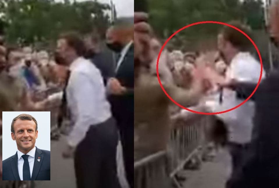 Macron qëllohet me shpullë gjatë takimit me qytetarët (VIDEO)
