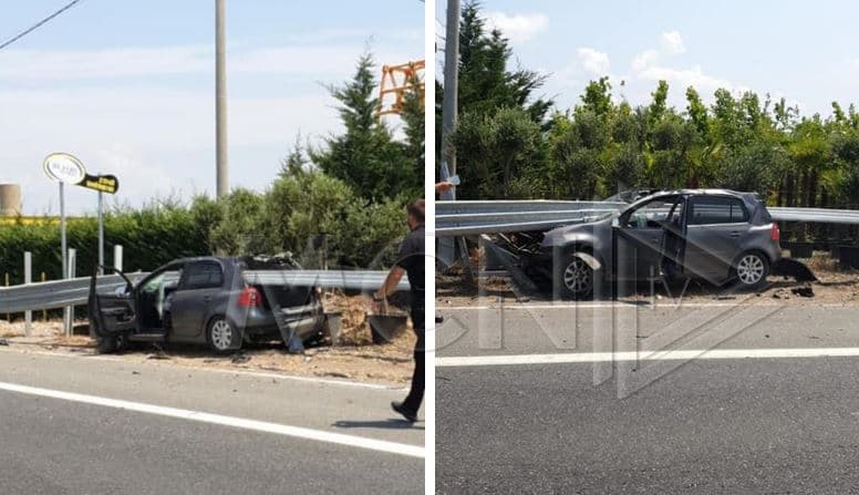 Aksident i rëndë në Milot-Mamurras, mjeti çahet në dysh nga trafikndarësja (VIDEO)