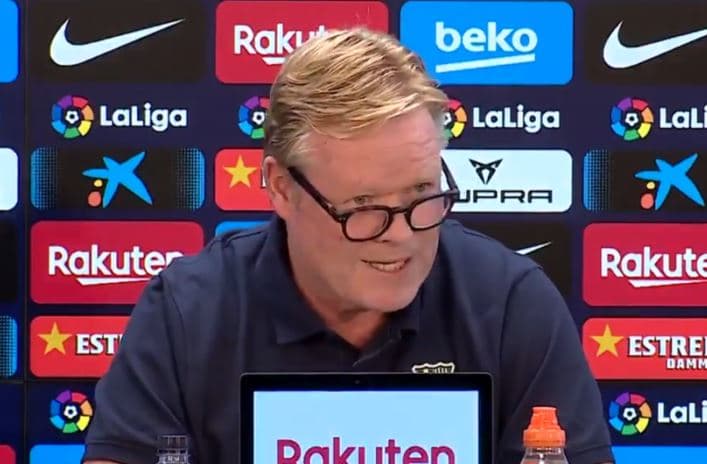 Zërat për largimin, Koeman lexon komunikatën dhe braktis konferencën