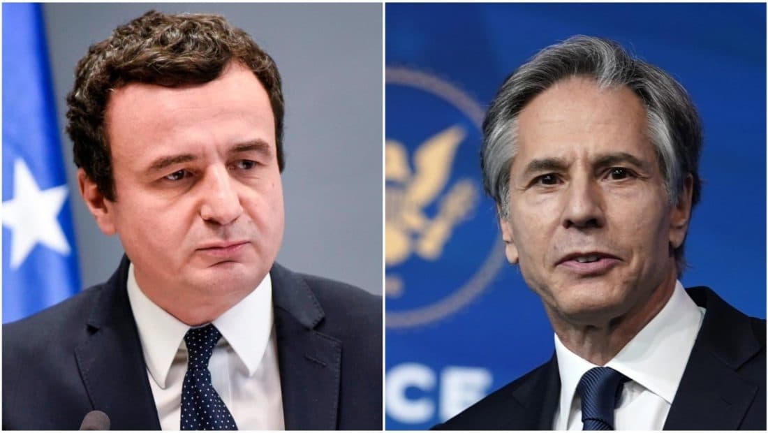 Blinken i dërgon letër Albin Kurtit: Po koordinohemi me BE për dialogun mes Beogradit dhe Prishtinës