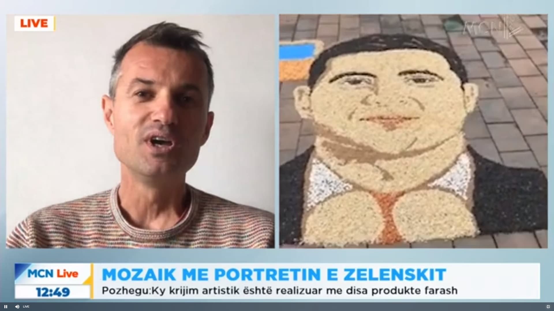   Mozaik me portretin e Zelenskit/ Pozhegu: Jam munduar të përçoj një mesazh paqeje në botë (VIDEO)