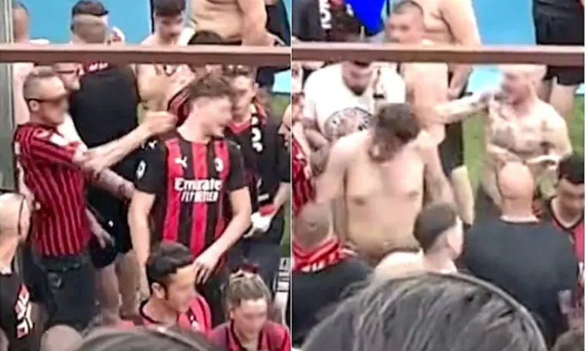 U futën në fushë, ultrasit dhunojnë tifozët e Milanit (VIDEO)