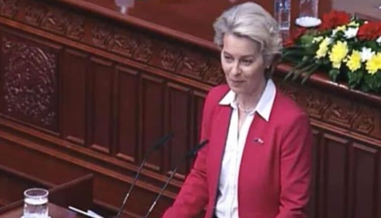 Von der Leyen në Kuvendin e RMV-së: Gjuha maqedonase është e juaja