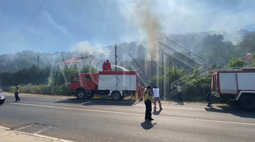 Zjarri në masivin pyjor në dalje të Lezhës rrezikon një banesë, pranë flakëve ndodhet edhe një pikë karburanti