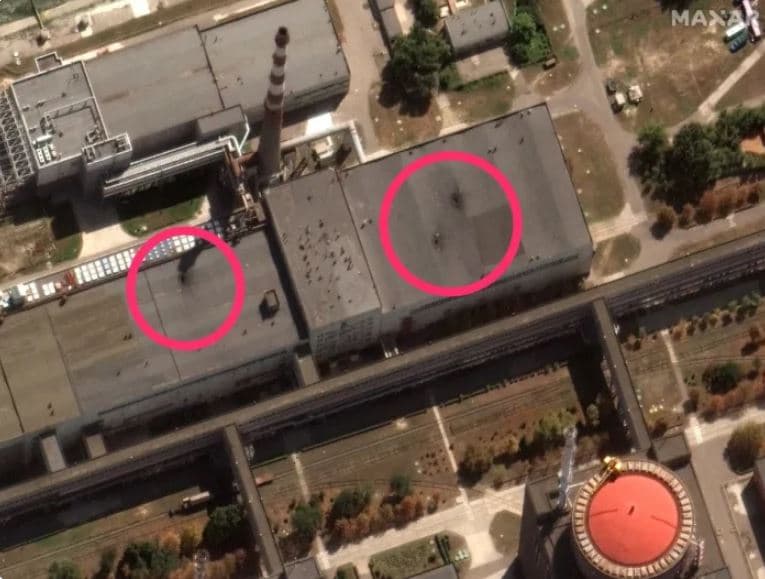 Zaporizhzhia, pamjet satelitore tregojnë 4 vrima në çatinë qendrore të termocentralit bërthamor
