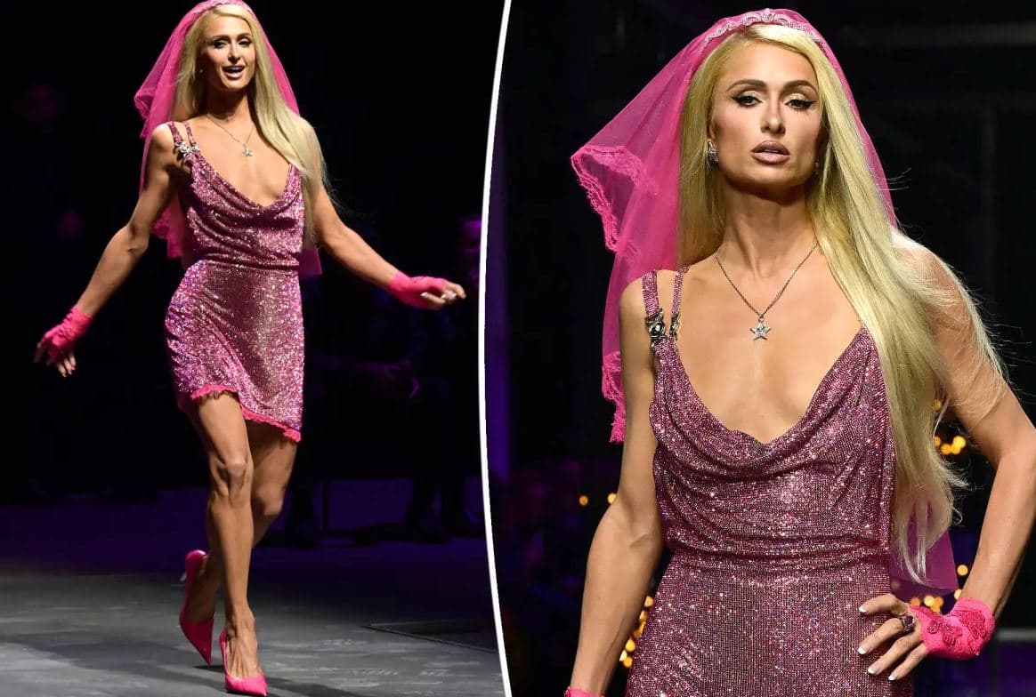 Paris Hilton “trondit” në Milano duke mbyllur shfaqjen e Versace 