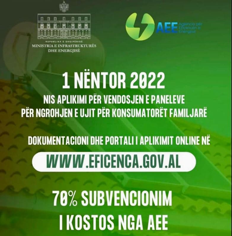Nis nga sot aplikimi për vendosjen e paneleve për ngrohjen e ujit