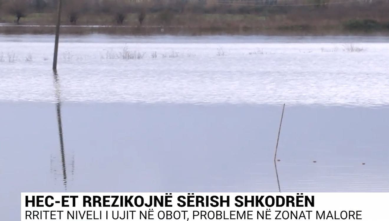 Shkodra rrezikon sërish të përmbytet, rritet niveli i ujit në Obot (VIDEO)
