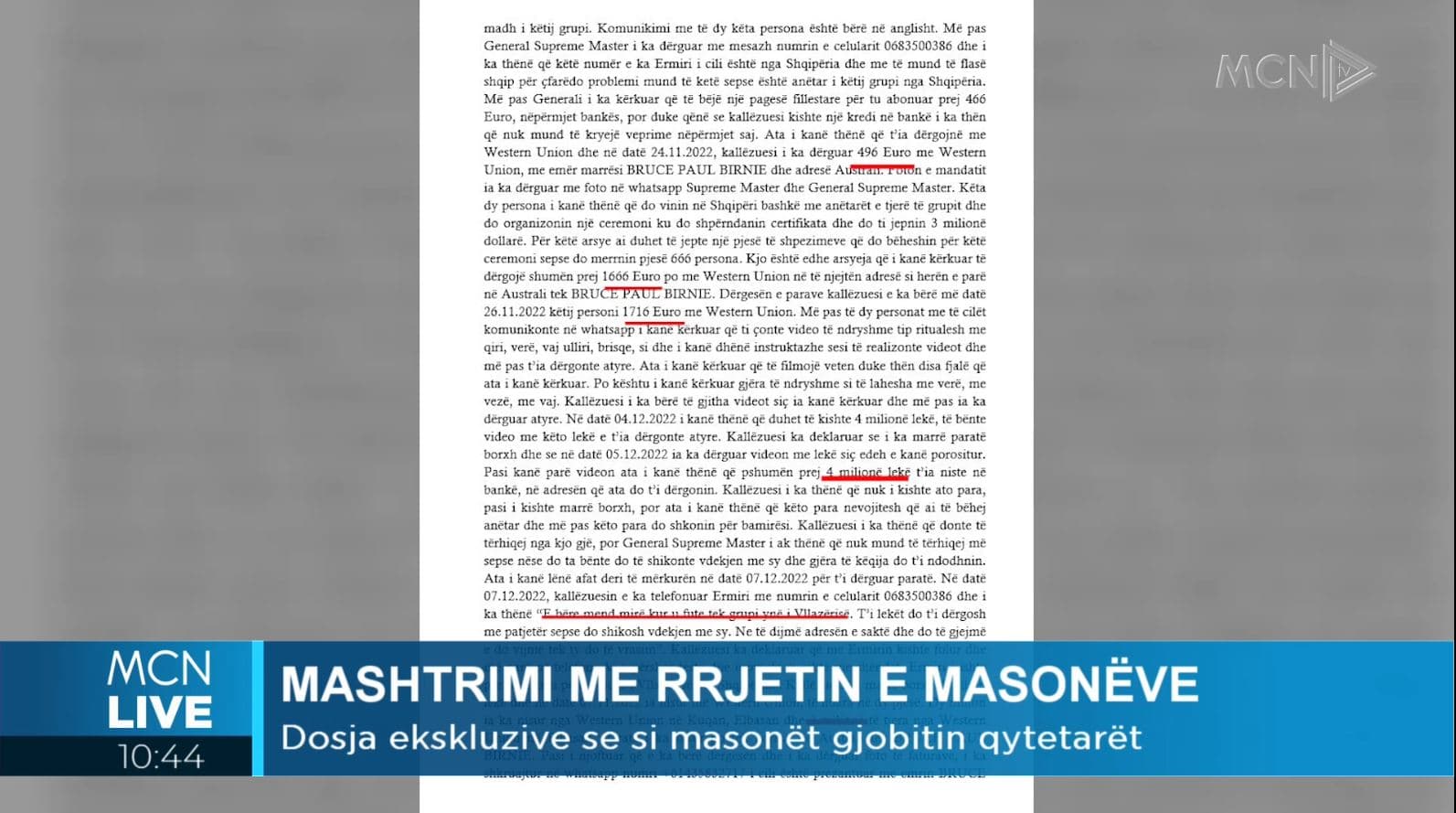 EKSKLUZIVE/ Mashtrimi me vëllazërinë “Illuminati” për 3 milionë dollarë: Lekët do i dërgosh me patjetër, se do të shikosh vdekjen me sy (VIDEO)