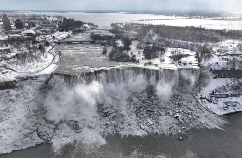 Ujëvara e Niagarës ‘shndërrohet’ në spektakël dimëror