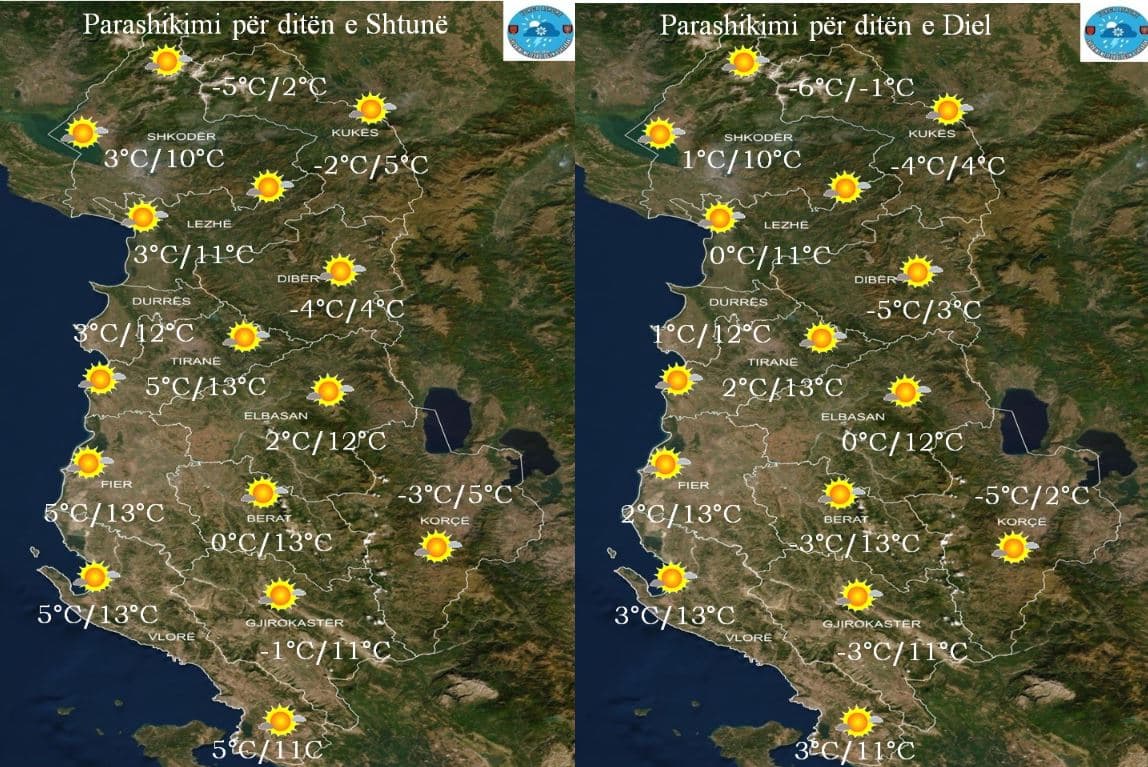 Parashikimi për fundjavën/ Si do jetë moti të shtunën dhe të dielën 