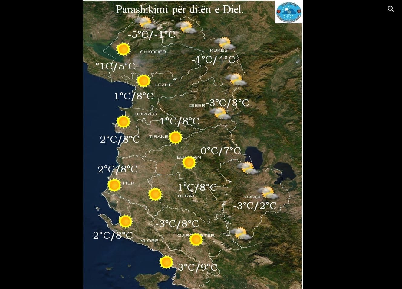 Temperaturat zbresin në -5 gradë/ Parashikimi i motit për ditën e sotme