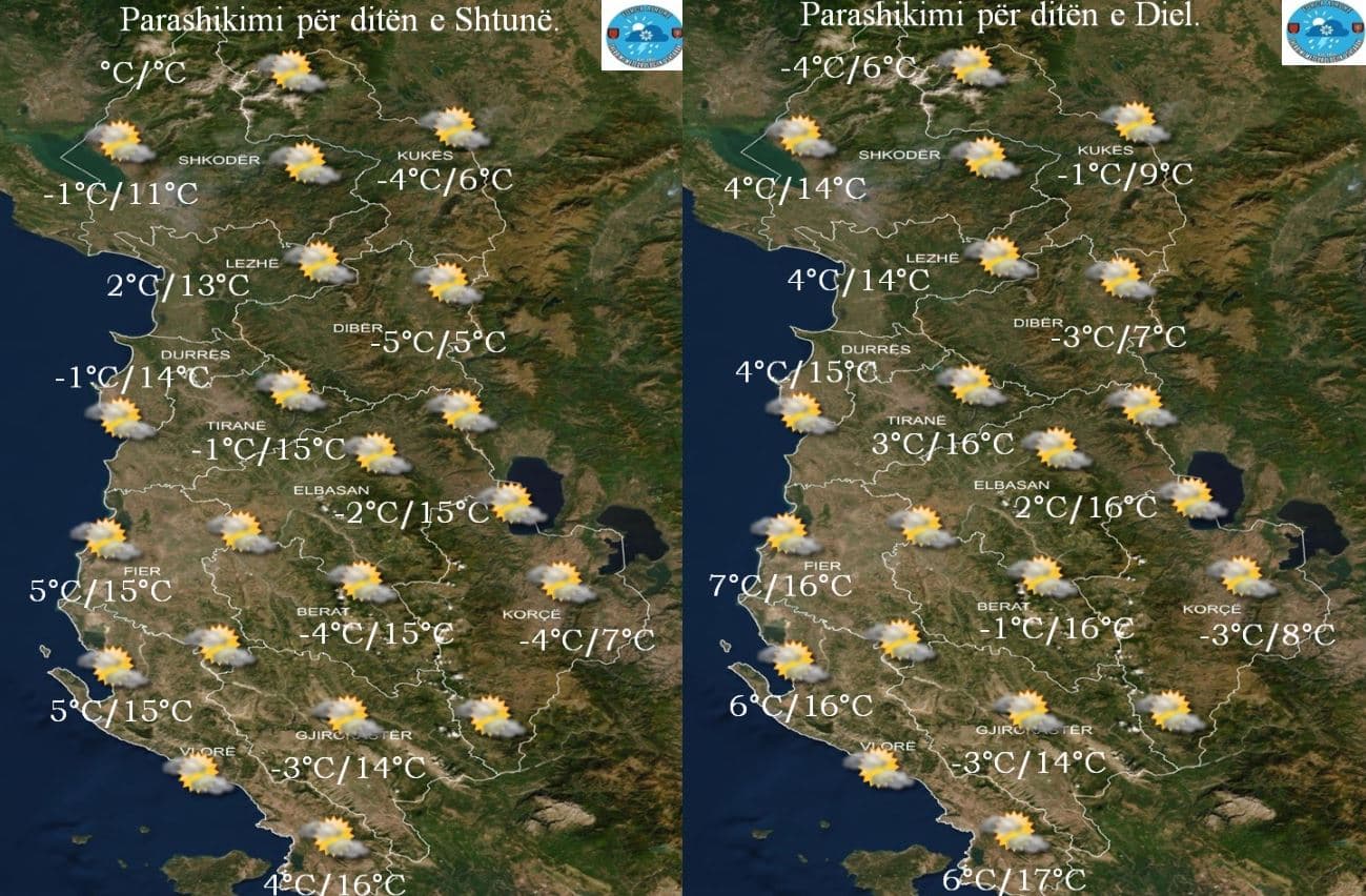 Parashikimi i motit për të shtunën dhe të dielën/ Termometri zbret deri në -5