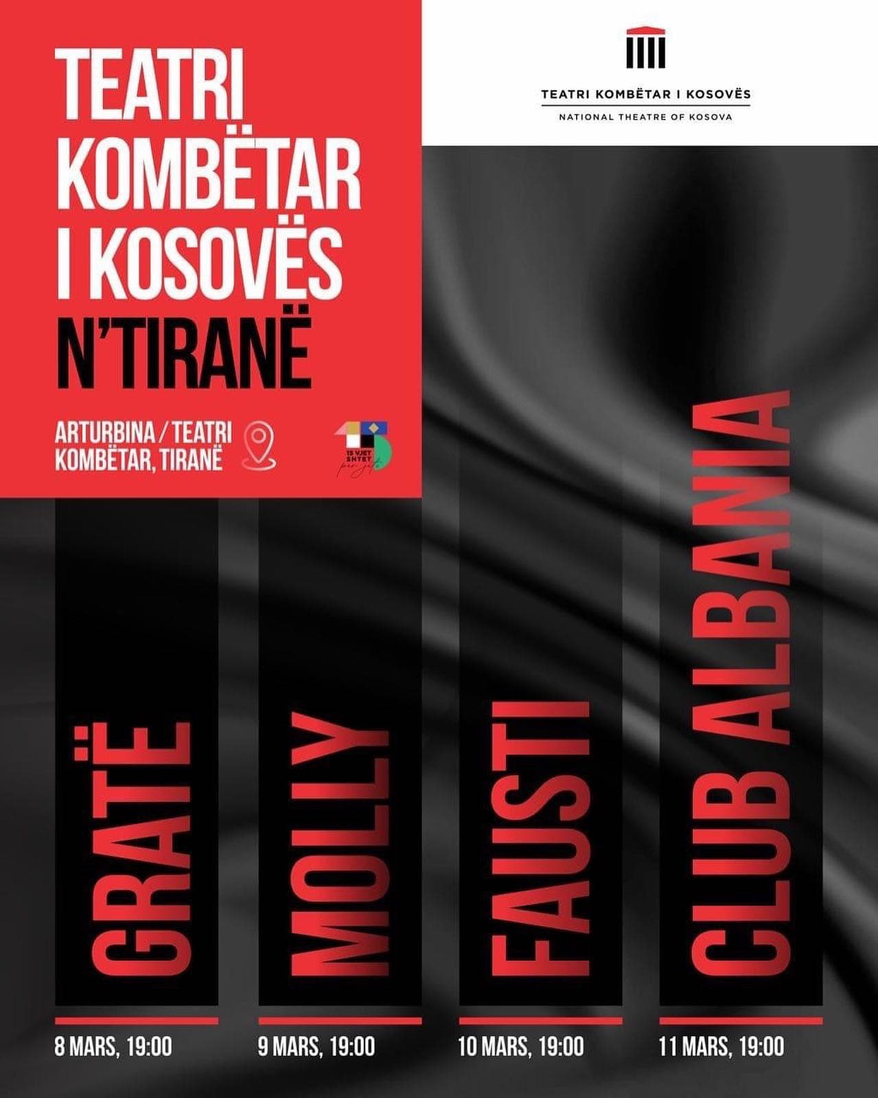   08-11 mars/ Teatri Kombëtar i Kosovës prezantohet me katër shfaqje në Tiranë