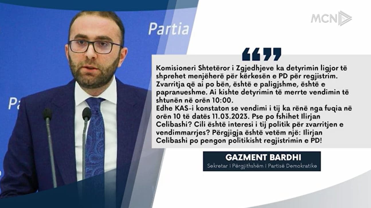 “Celibashi po pengon politikisht regjistrimin e PD”. Bardhi, akuza KQZ pas vendimit të KAS