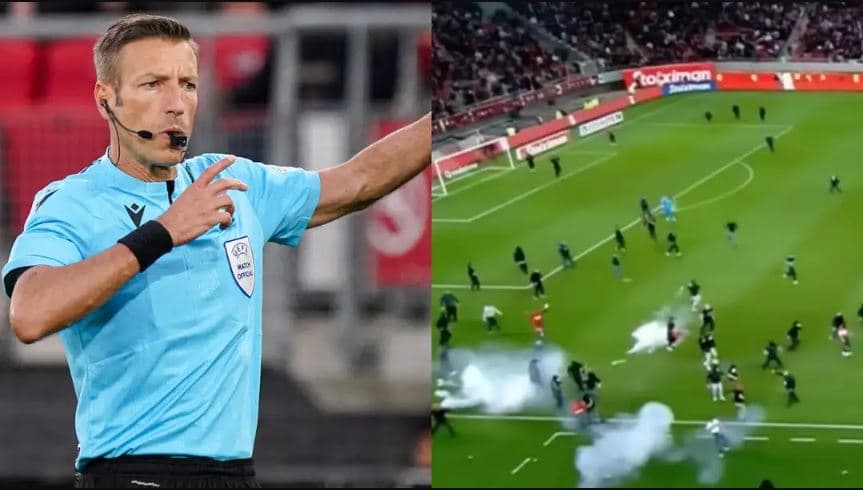 Kaos në derbin grek, tifozët futen në fushë dhe godasin arbitrin italian