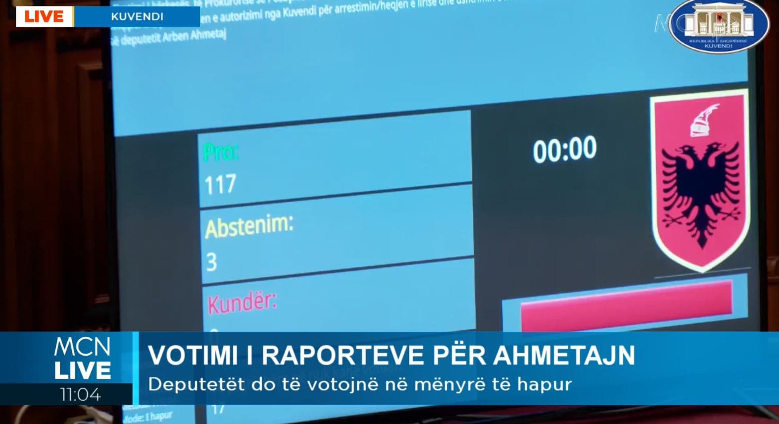 I hapet rrugë arrestimit, Parlamenti voton me 117 vota për heqjen e imunitetit të Ahmetaj