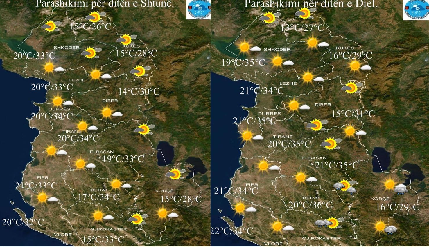 Temperaturat deri në 36 gradë/ Parashikimi i motit për të shtunën dhe të dielën 