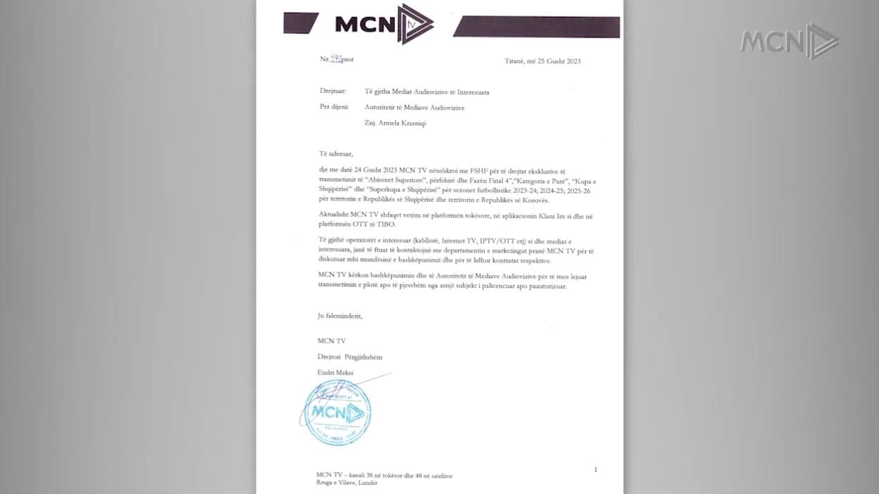 MCN TV, shkresë AMA-s dhe mediave: Bashkëpunim kundër piraterisë së ndeshjeve