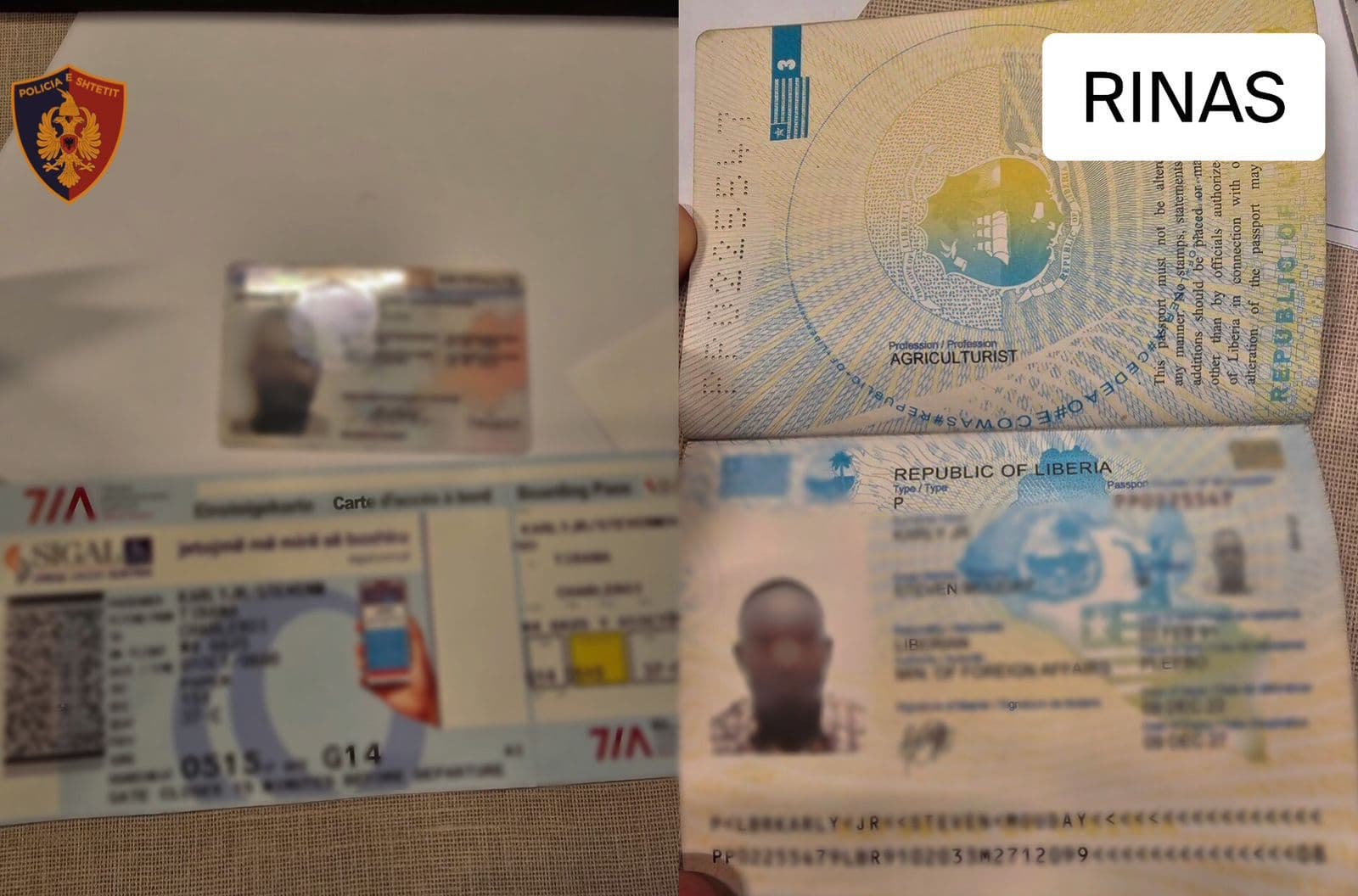 Tentuan të kalojnë kufirin me dokumente false, kapen në Rinas një liberian dhe një i ri nga Kosova