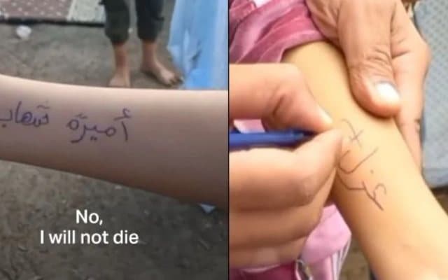 Në Gaza, prindërit ua shkruajnë emrin fëmijëve në këmbë