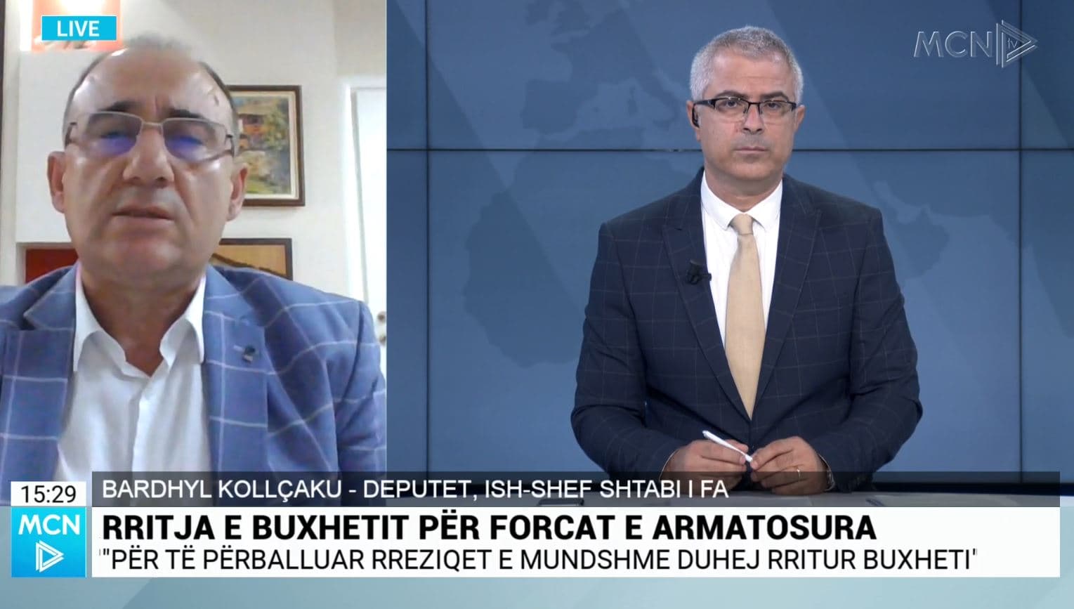 Rritja e buxhetit për FA-të, Kollçaku: Duhet të forcohen kapacitetet për t’u mbrojtur nga kërcënime të ndryshme. Paratë për mbrojtjen civile s'janë të mjaftueshme