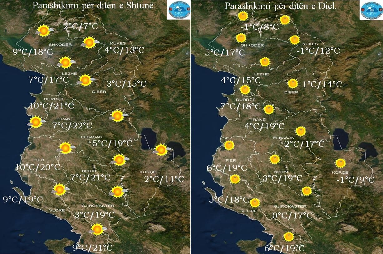 Fundjavë me temperatura të ulëta/ Parashikimi i motit për të shtunën dhe të dielën