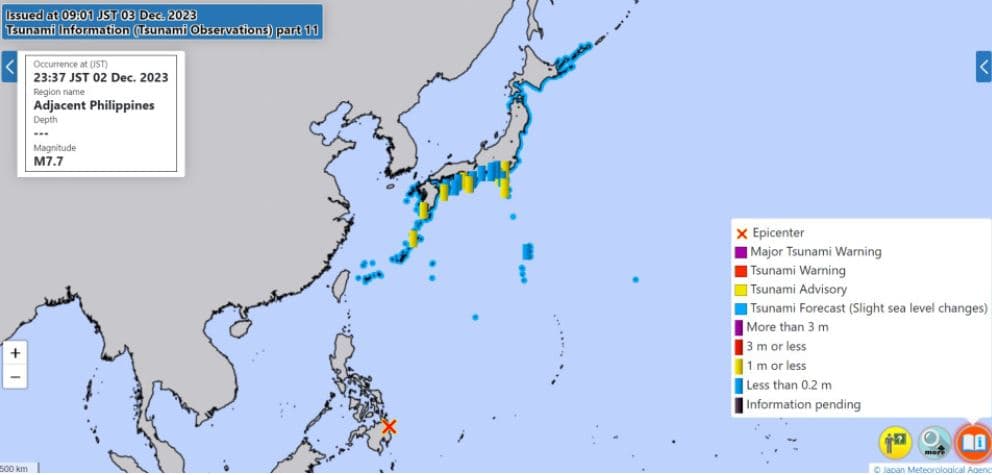 Tërmeti 7.6 ballë në Filipine, regjistrohet cunami në brigjet e Japonisë