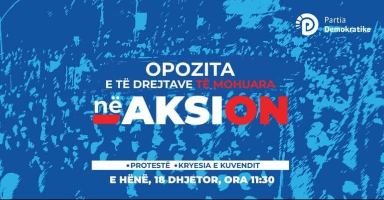 Protesta e PD-së të hënën para Kuvendit nën sloganin: "Opozita e të drejtave të mohuara në aksion"