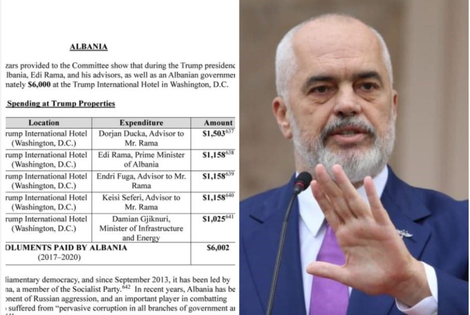 Nga shpenzimet mijëra dollarë në hotelin e Trump te darka me McGonigal, çfarë tregon raporti i Kongresit të SHBA për Ramën dhe anëtarët e kabinetit 