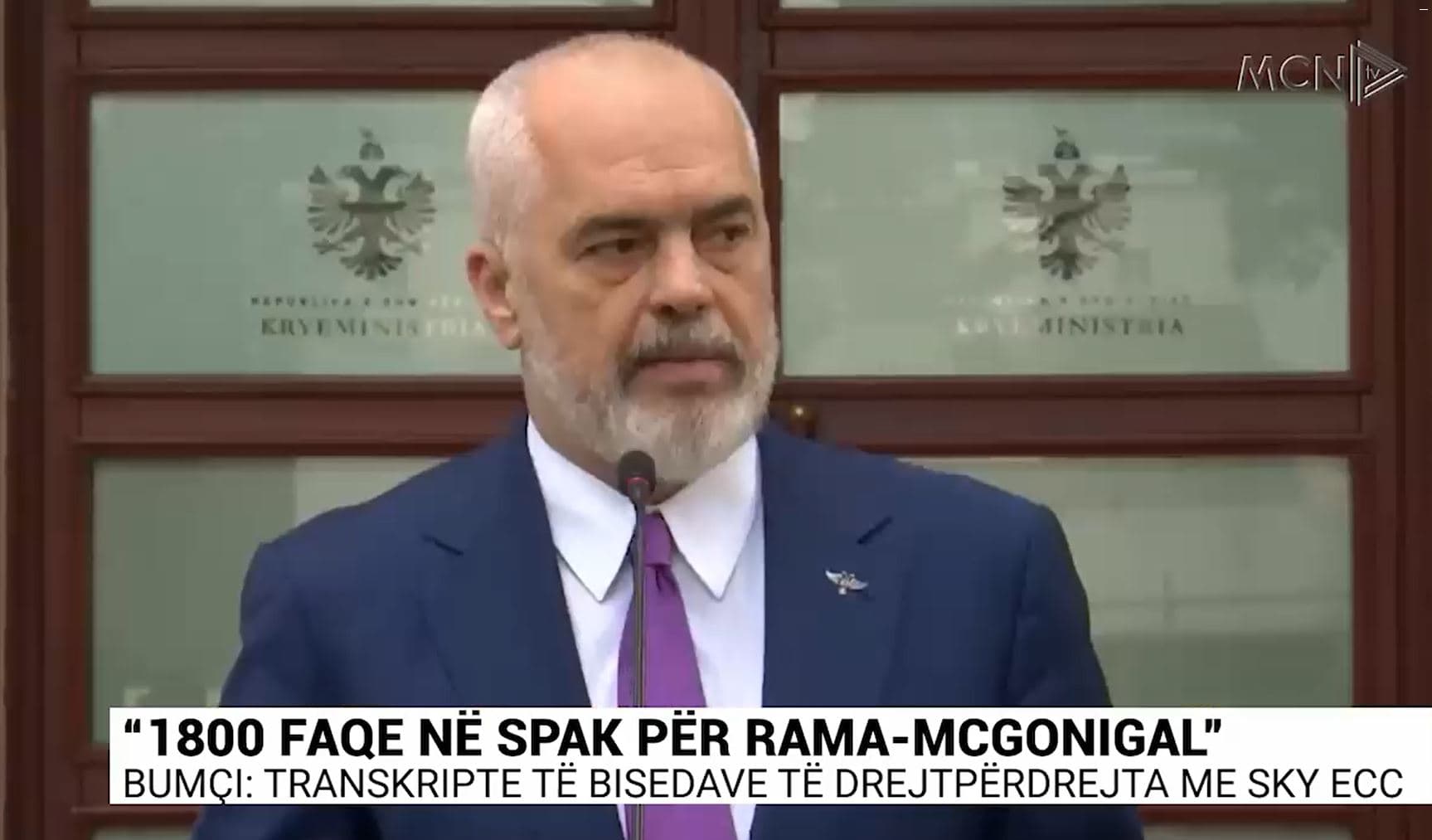 “1800 faqe në SPAK për Rama-McGonigal”/ Bumçi: Transkripte të bisedave të drejtpërdrejta me SkyEcc (VIDEO)