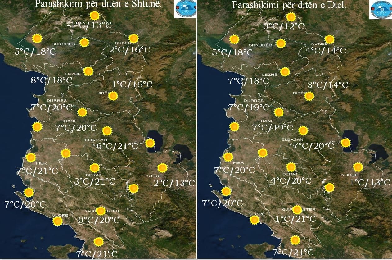 Temperaturat deri në 22 gradë, parashikimi i motit për të shtunën dhe të dielën