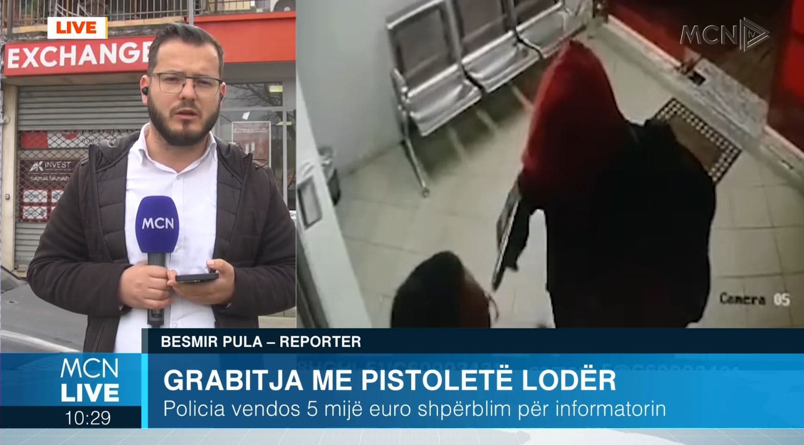 Grabitja me pistoletë lodër kur po mbyllej Exchange, dyshohet se u morën 15-20 mijë euro (VIDEO)