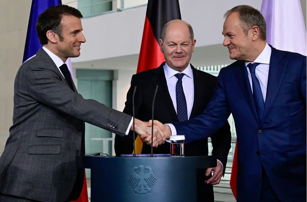 Macron, Scholz dhe Tusk, në një shfaqje uniteti për Ukrainën