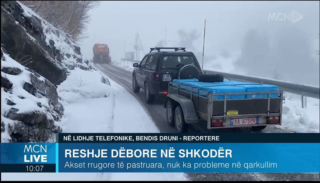Dëborë në Shkodër/ Druni: Lartësitë mbi 1 mijë e 200 metra me reshje bore, pa probleme qarkullimi