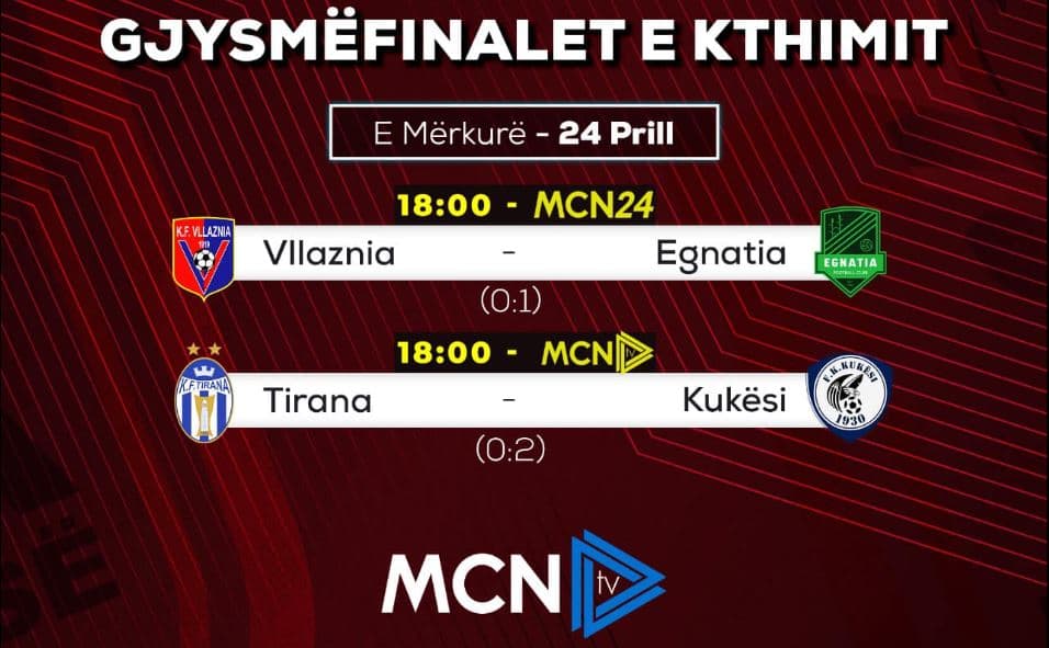 Kupa e Shqipërisë/ Ndeshjet e kthimit në gjysmëfinale, dy sfidat e Kupës në MCN dhe MCN 24