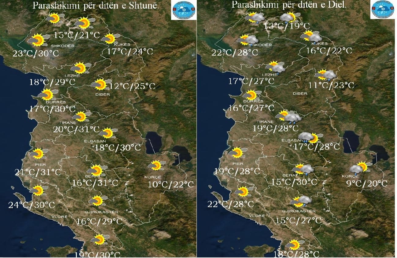 Temperaturat deri në 31 gradë, parashikimi i motit për të shtunën dhe të dielën