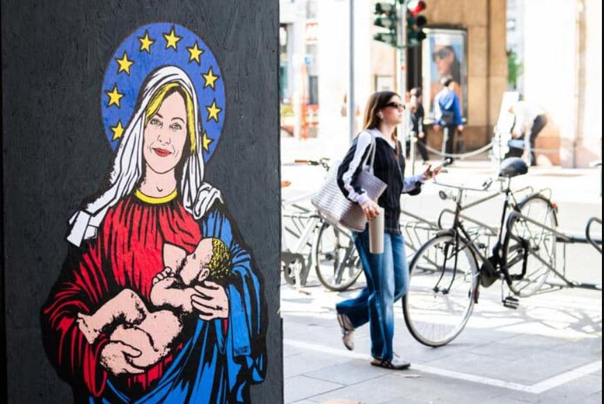 “Santa Giorgia”/ Një mural i ri shfaqet në Milano pas zgjedhjeve europiane