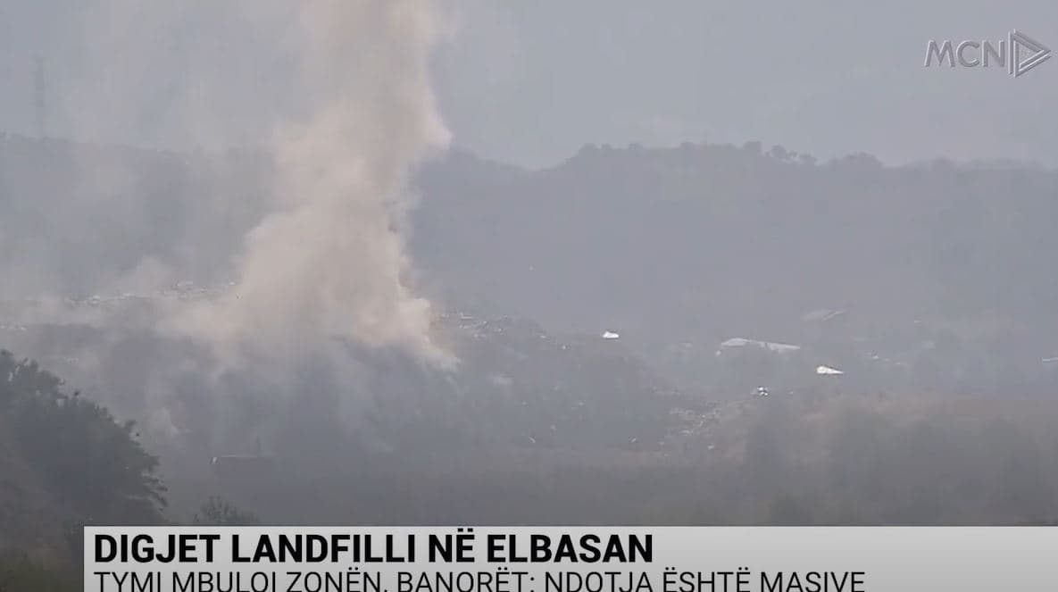 Digjet landfilli në Elbasan/ Tymi mbuloi zonën, banorët: Ndotja është masive (VIDEO)