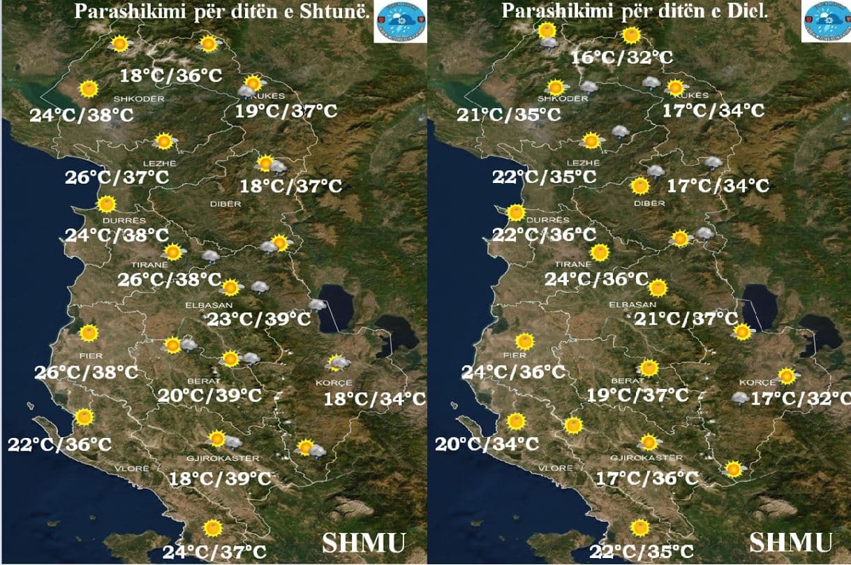 Temperaturat deri në 39 gradë, parashikimi i motit për të shtunën dhe të dielën