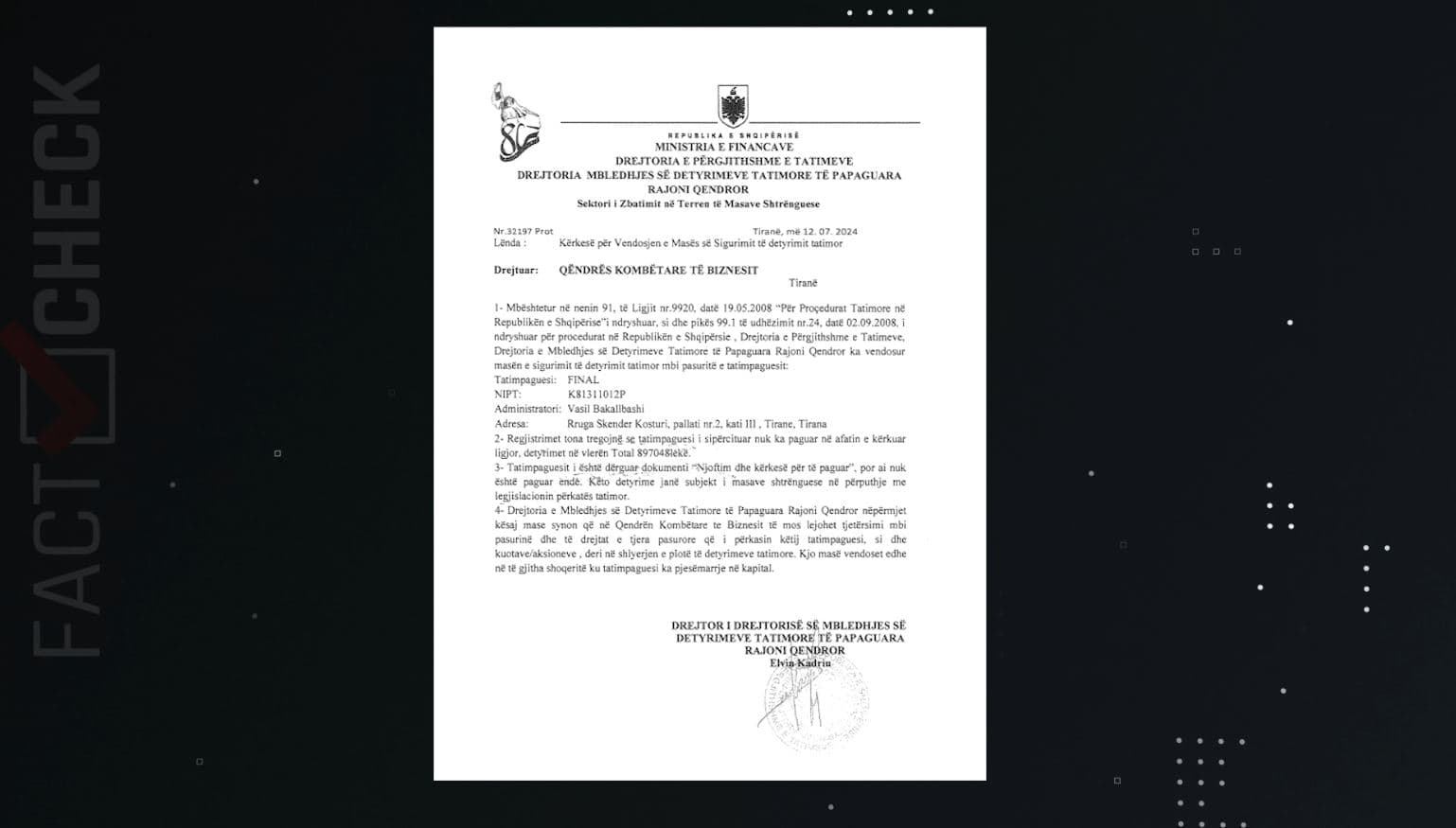 Kompanitë e mikrokredive s’paguanin tatimet/ “FactCheck” zbardh dokumentin, Final 9000 euro borxhlie