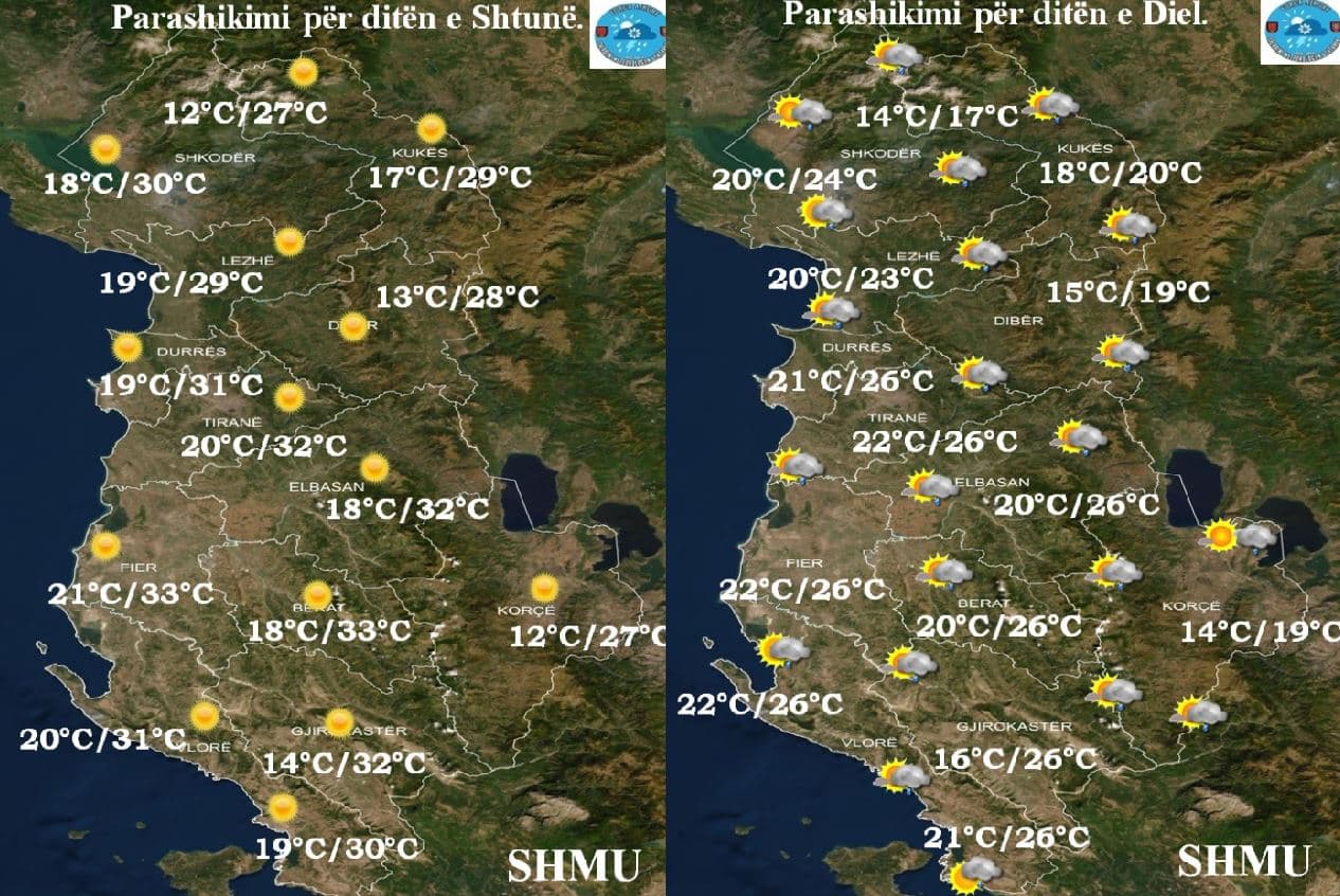 Temperaturat shkojnë 33 gradë, parashikimi i motit për të shtunën dhe të dielën 
