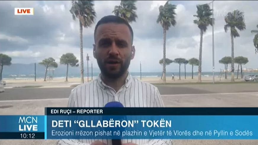 Moti i keq në Vlorë, Ruçi: Erozioni rrëzon pishat nga Plazhi i Vjetër deri në Zvërnec (VIDEO)