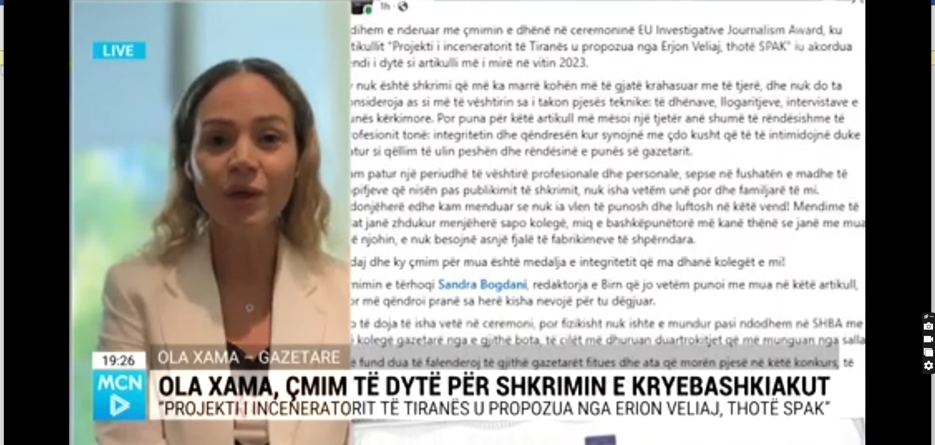 Xama vlerësohet me çmim: Mësimi dhe shuplaka që më dha artikulli për inceneratorin e Tiranës    