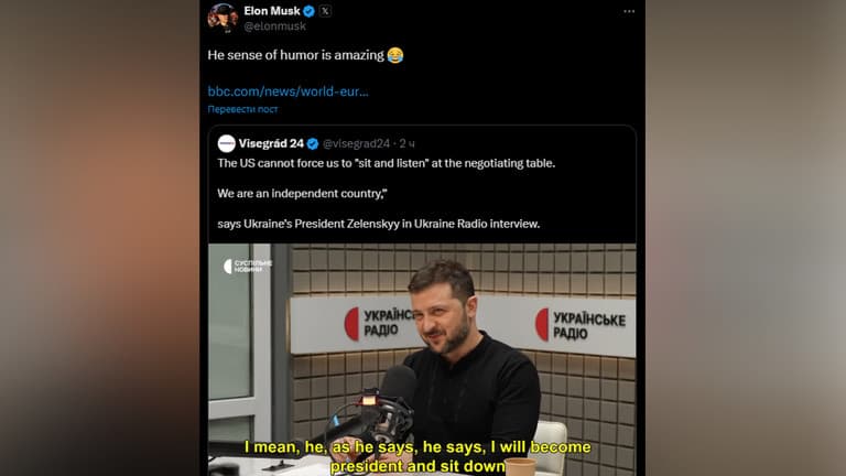 Musk ironizon Zelensky-n: Ka sens të mahnitshëm humori