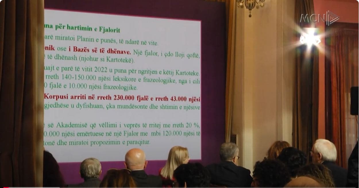 Hartohet Fjalori i Madh i Gjuhës Shqipe. Drafti përmban 120 mijë fjalë, u punua për katër vite