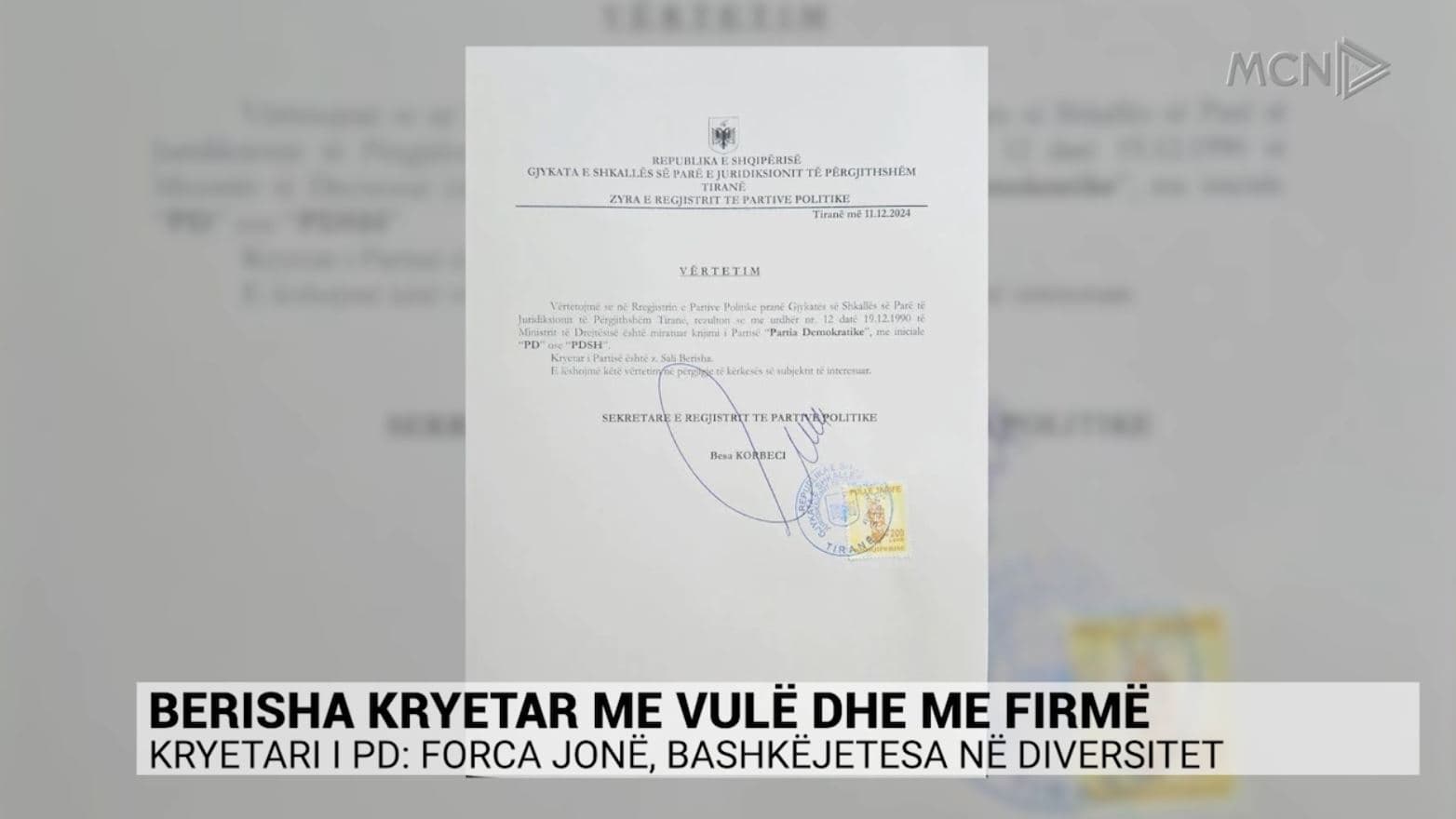 Gjykata regjistron Berishën/ Kryetari i PD: Forca jonë, bashkëjetesa në diversitet (VIDEO)